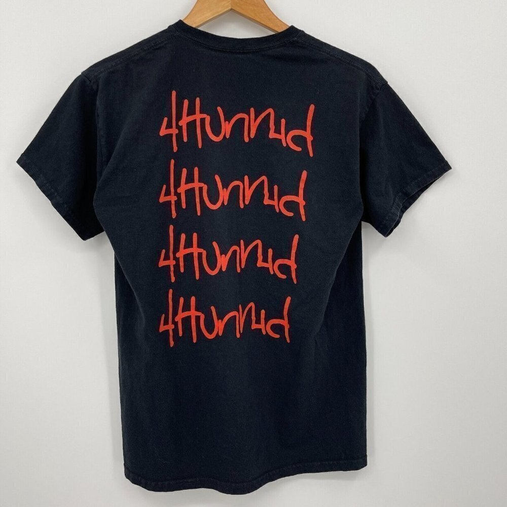 4Hunnid Spellout Double Sided Graphic Tee Black & Red YG Hip Hop